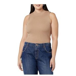 NWT! The Drop Karolina Sleeveless Ribbed Mock-Neck Sweater. Color: Praline. XL.